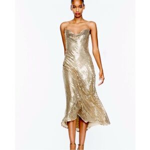 ZARA mesh gold slip dress bloggers favorite